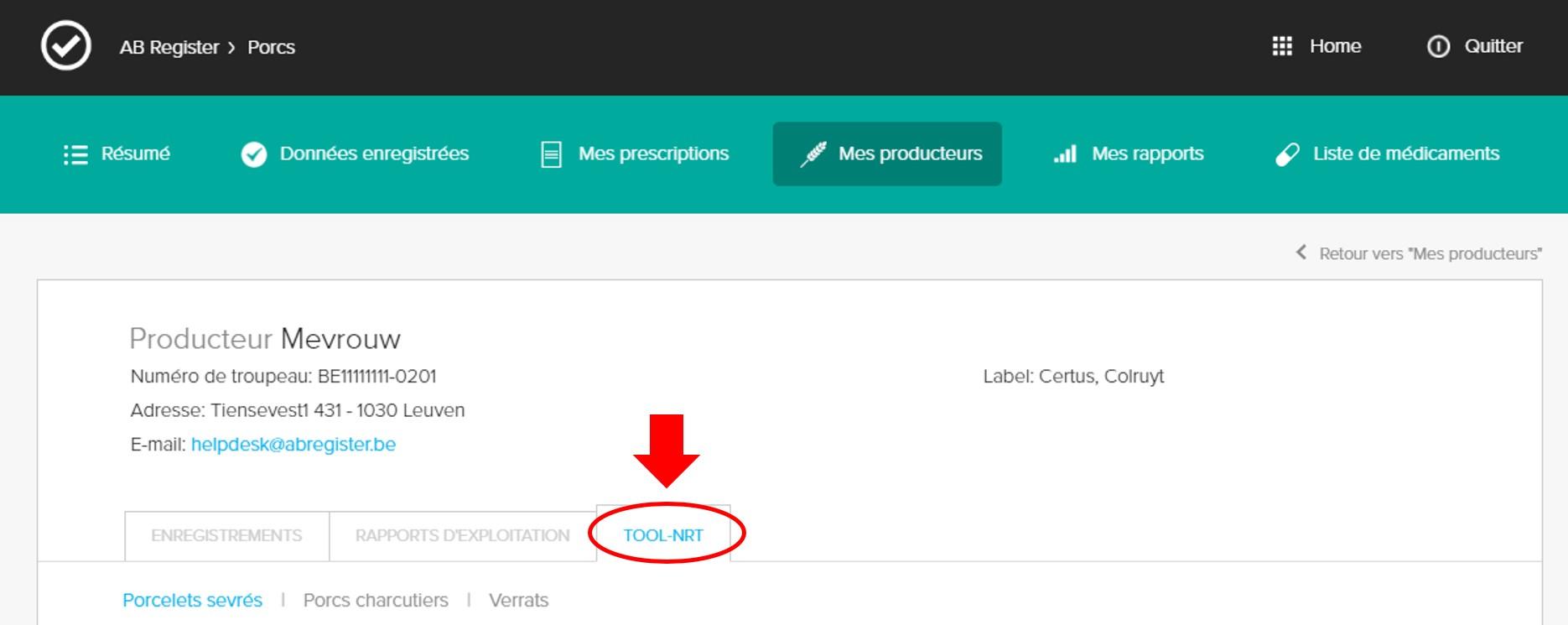 Comment trouver l’outil NRT sur le portail du Registre AB ?